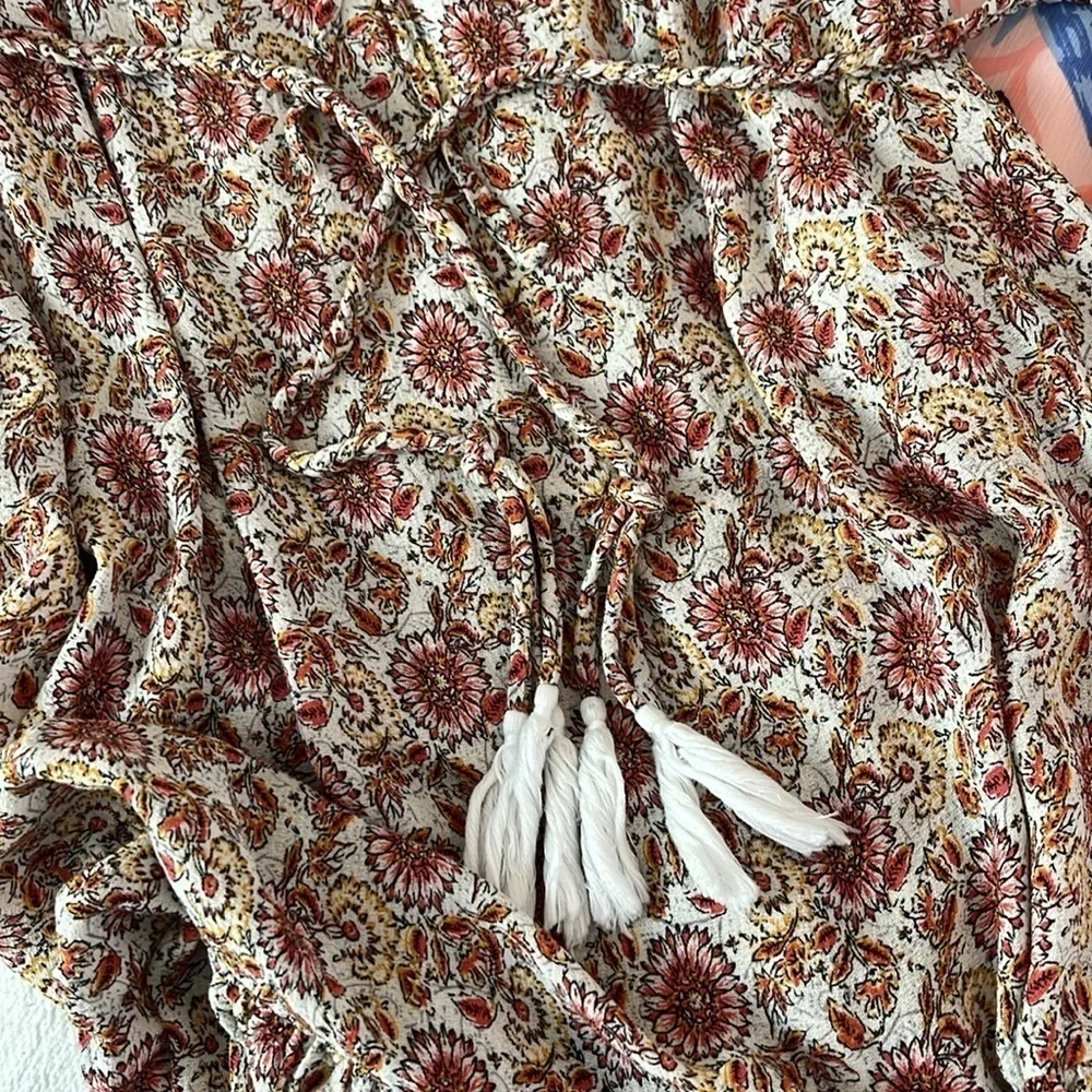 Cynthia Rowley Yellow Floral Print Boho Mini Dress Size M